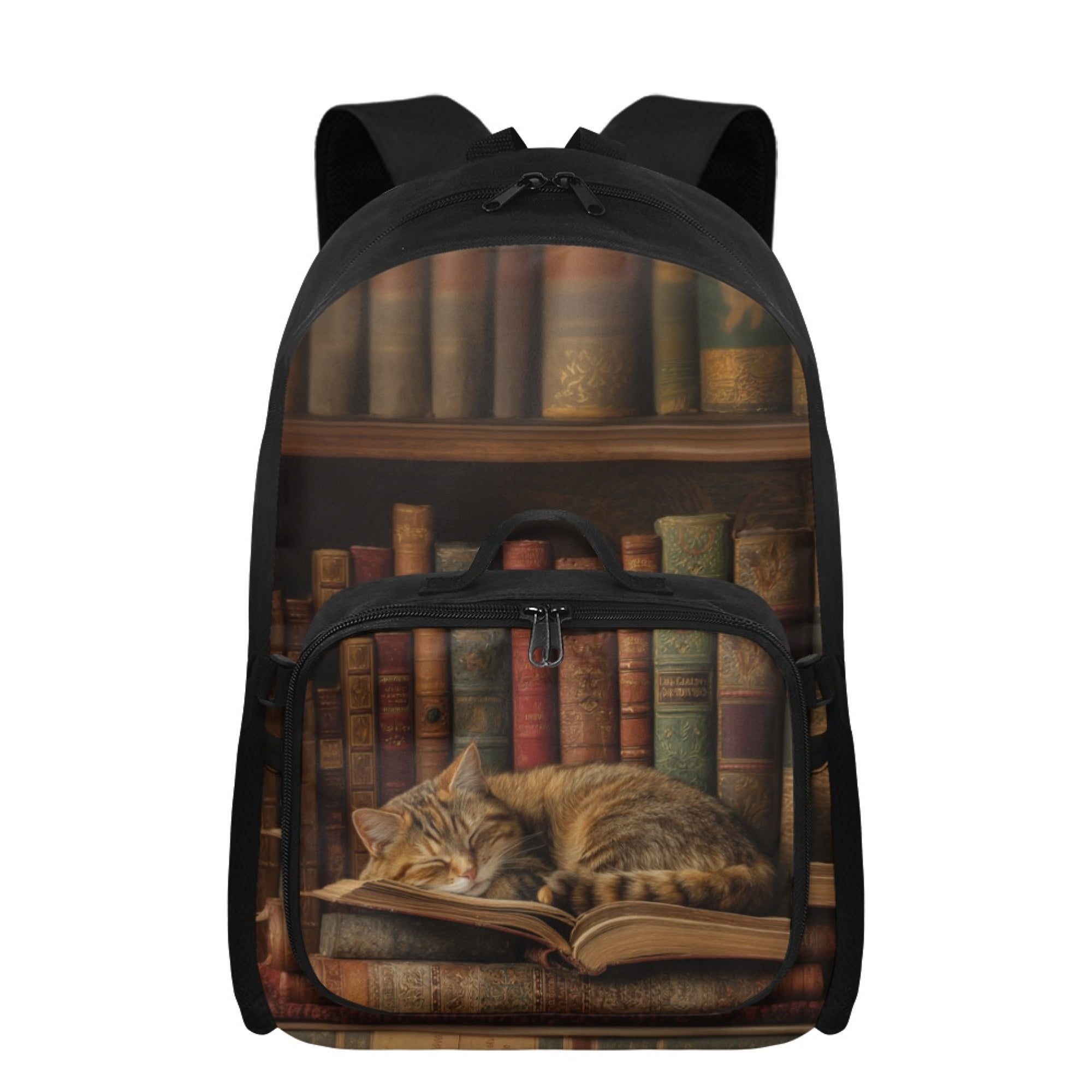 Uourmeti Cat Book Backpack and Lunch Box Combo for Boys Ages 8-12,17in Lightweight School Bookbag,Compartments with Zipper Pocket Shuolder Straps,for Summer Camp Daycare Travel