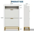 thumbnail image 2 of Modern Shoe Cabinet with 2 Flip Drawers & Open Storage Shelf,Shoes Rack with Adjustable Levels,Gold Metal Handles&Fluted Panel for Entryways, 2 of 7