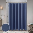 thumbnail image 1 of Textured Slubbed Fabric Bath Shower Curtain, Polyester Shower Curtains for Bathroom, Waterproof Shower Curtain Liner with 12 Hooks,Machine Washable (72 x 72 inch, Navy Blue), 1 of 1