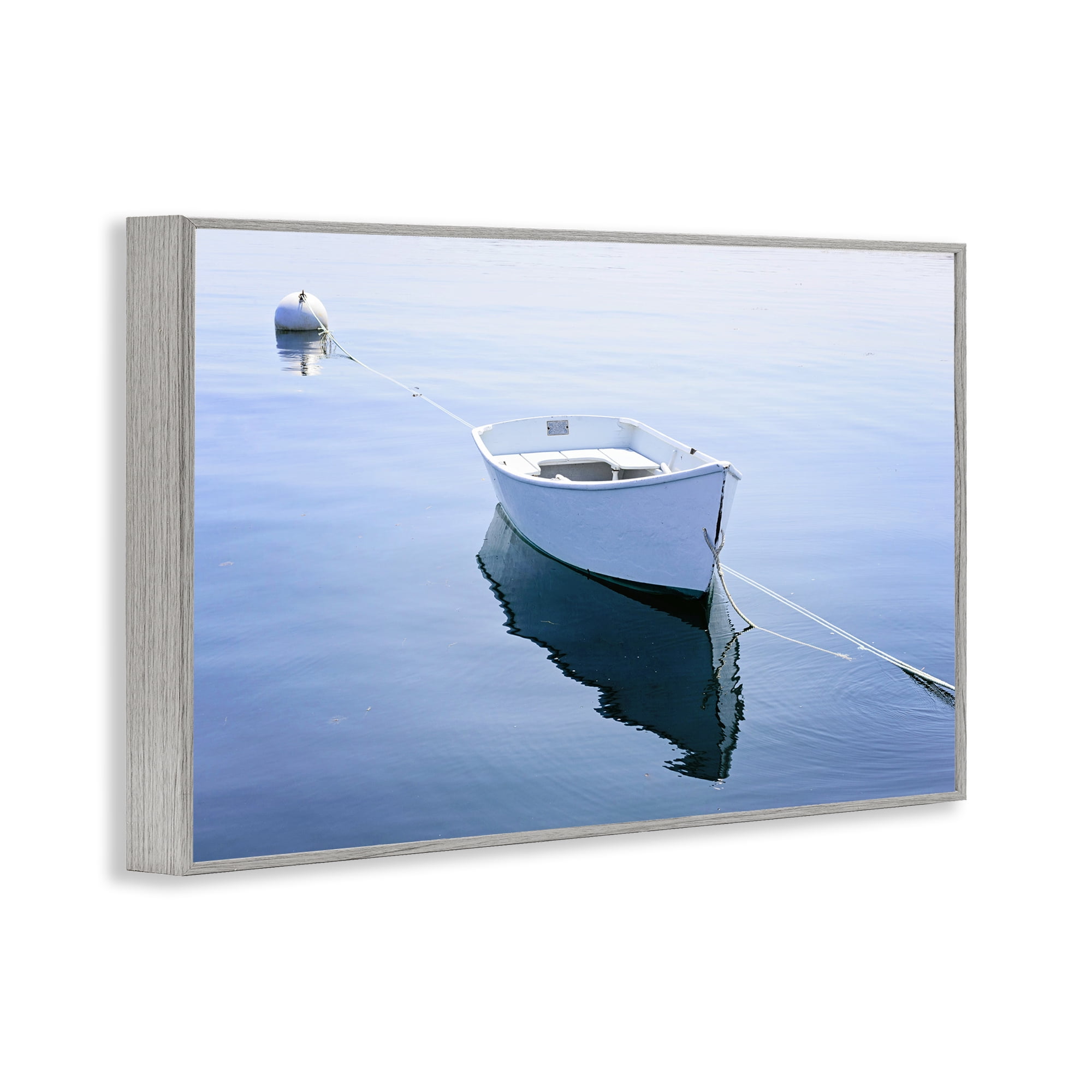 Stupell Industries Boat Tied to Dock Gray Framed Giclee Art, design by JLM Photographs