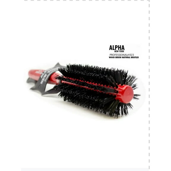 Round Brush Natural Bristles Professional (Red) #1023 By Alpha New York