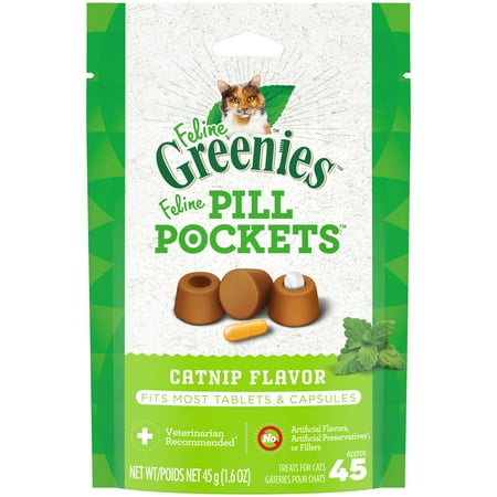 UPC: 0642863114571 | Greenies Feline Pill Pockets Catnip Flavor Cat Treats  45 CT  1.6 oz Pouch