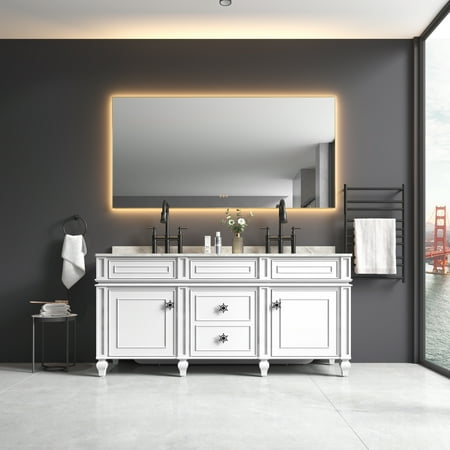 

Toolish 72x 36Inch LED Mirror Bathroom Vanity Mirrors with Lights Wall Mounted Anti-Fog Memory Large Dimmable Front Light Makeup Mirror