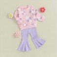 thumbnail image 4 of HCNTES Baby Girl Clothes Winter Baby Kids Little Girl 2Pcs Fall Outfits 6 12 24 Months 2T 3T 4T 5T Long Sleeve Floral Print Pullover Tops + Flare Pants Set Toddler Clothes Set, 4 of 9