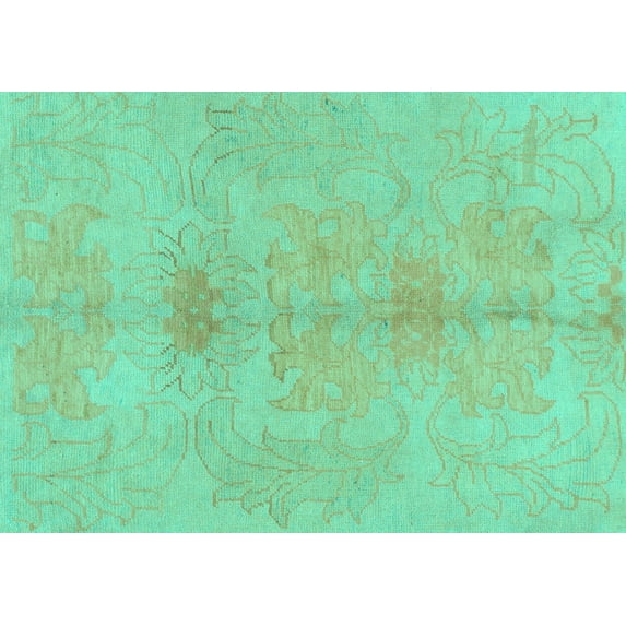 Ahgly Company Machine Washable Indoor Rectangle Abstract Turquoise Blue Modern Area Rugs, 7' x 9'