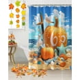 thumbnail image 3 of Fall Thanksgiving Shower Curtain Set ，Waterproof Fabric Shower Curtains Beach Orange Pumpkin Starfish Seagull Shower Curtains for Bathroom,Bathroom Decor 66"x72", 3 of 7