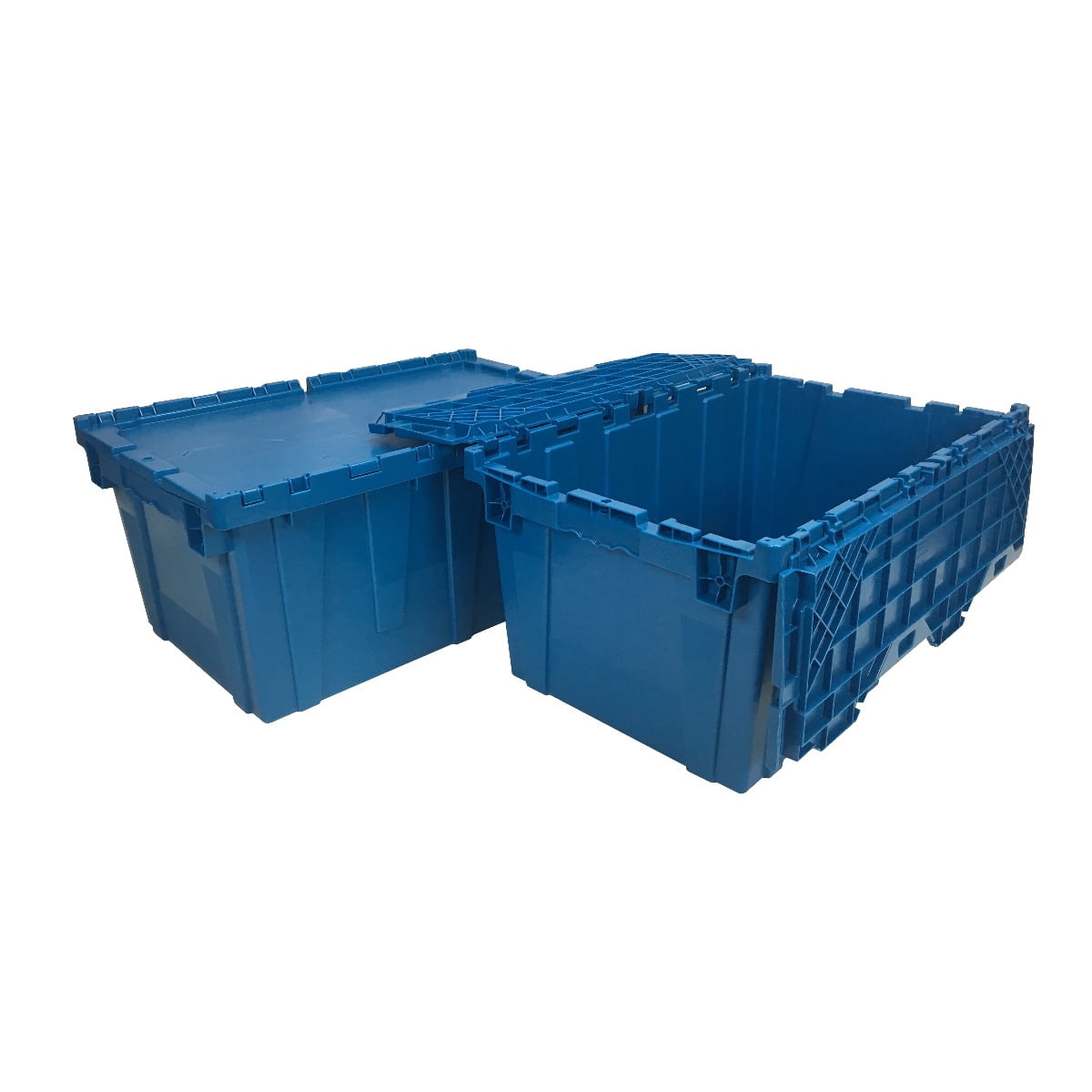 uBoxes Storage and Packing Plastic Tote Crate Attached Lid Flip Top, 27"x17"x12"