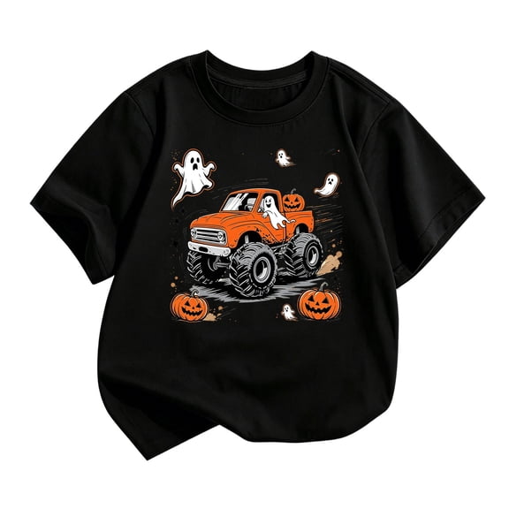 Tiijoy Toddler Halloween T-Shirt Boys Girls Short Sleeve Graphic Tee Top, Black, Sizes 3-4