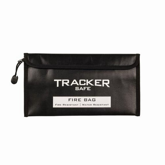 Tracker Safe FB0611 6 x 11 in. 10 oz Fire & Water Resistant Bag, Black - Small