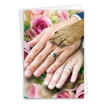 1 Funny Wedding Card with Envelope - Hands And Dog Paw 9027