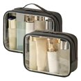 thumbnail image 1 of Clear Toiletry Bag,Water-Repellent Pvc Makeup Bag with Zippers,Clear Toiletry Bag for Women Transparent & Black, 1 of 5