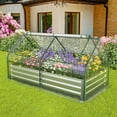 thumbnail image 2 of Topbuy 6FT x 3FT x 3FT Galvanized Raised Garden Bed with Greenhouse Bottomless Flower Bed with Clear Cover Outdoor Planter Box Kit, 2 of 10