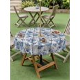 thumbnail image 4 of Outdoor Tablecloth with Umbrella Hole for Patio/Picnic/Party/Camping, Coastal Nautical Waterproof Table Cloth Round Cover Washable, Summer Ocean Corals Wooden Grain Blue (Dia 54"), 4 of 8