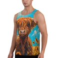 thumbnail image 2 of Daiia Cute Cow Sunflowers Art Printed Men's Quick Dry Fit Muscle Tank Top Slim-Fit Tank Workout Tank Top Lightweight Sports Tank Top-Medium, 2 of 7