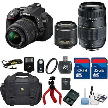 Nikon D5300 DX DSLR + 18-55 VRLens + Tamron 70-300 Zoom Lens - Top Value Bundle - International Version (No