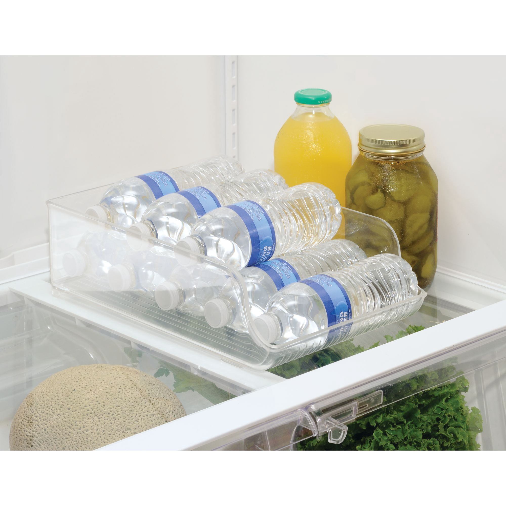 Plastic Water Bottle Organizer for Fridge - Refrigerator Bottle Holder for Kitchen, Pantry, and Countertop