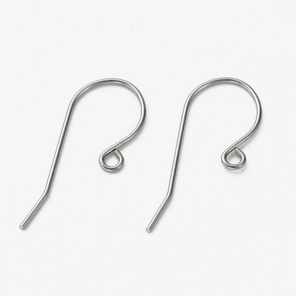 1000pc Tarnish Resistant 304 Stainless Steel Earring Hooks Ear Wire with Horizontal Loop Stainless Steel Color 28mm Hole: 1.8mm 20 Gauge Pin: 0.8mm
