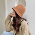 thumbnail image 2 of Sombrero de cubo de invierno para mujer, sombrero de punto a la moda, bombín de lana Vintage, sombrero de campana de lana cálido triturable para invierno, sombreros de cubo sólidos para invierno, 2 of 5