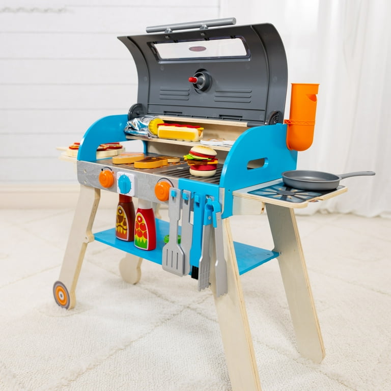 Melissa & Doug Wooden Deluxe Barbecue Grill, Smoker and Pizza Oven