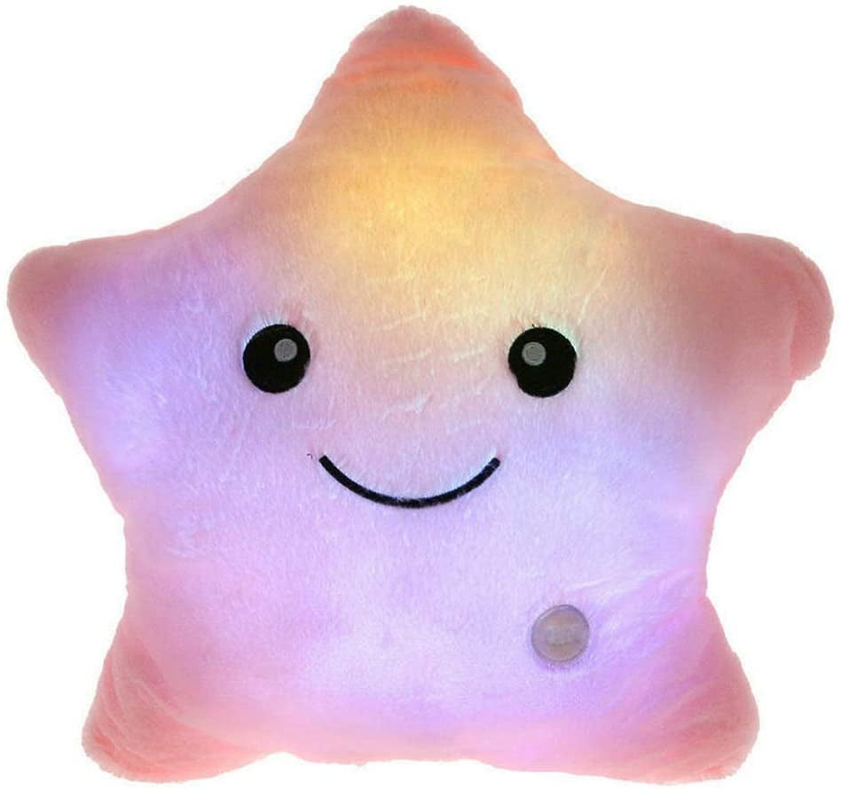 Small Smile Colorful Stars Luminous Pillow Kids Toys Led Light Cushion Gift Glow 