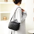 thumbnail image 1 of Bolso Bandolera Bolso Bolsos cruzados de cuero genuino Bolsos de hombro de mujer de doble capa de celosía (negro), 1 of 9