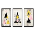 thumbnail image 2 of Designart "Retro Triangular Transcendence II" Modern Geometric Framed Wall Art Set Of 3 - Pink Abstract Frame Canvas Set For Living Room Decor, 2 of 7