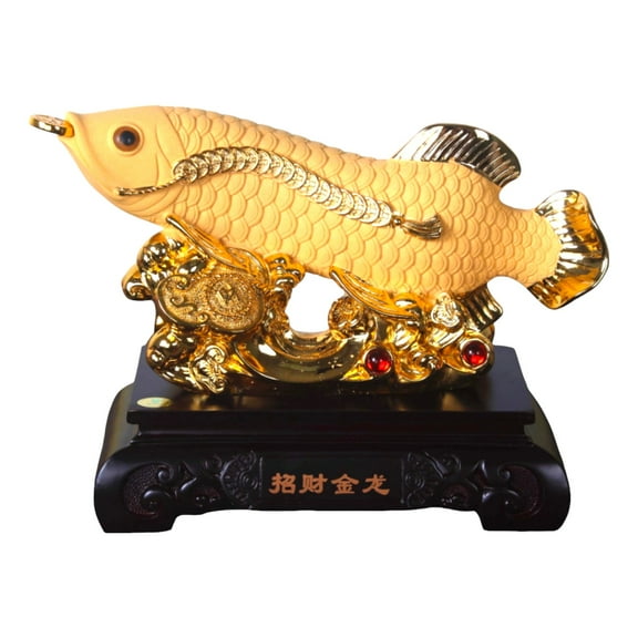 25 Inch Big Feng Shui Golden Arowana Fish Statue