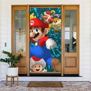 Super Mario Brothers Door Cover Decorated Banner Tapestry Home Decoration Holiday Party Supplies Door Banner Porch Sign Banner 72.8 x 35.4 Inch