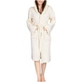 thumbnail image 2 of Censtreet Women's Bathrobe, Fleece Hooded Robe, Winter Plush Absorbent Quick-Dry Long House Coat, 2 of 5