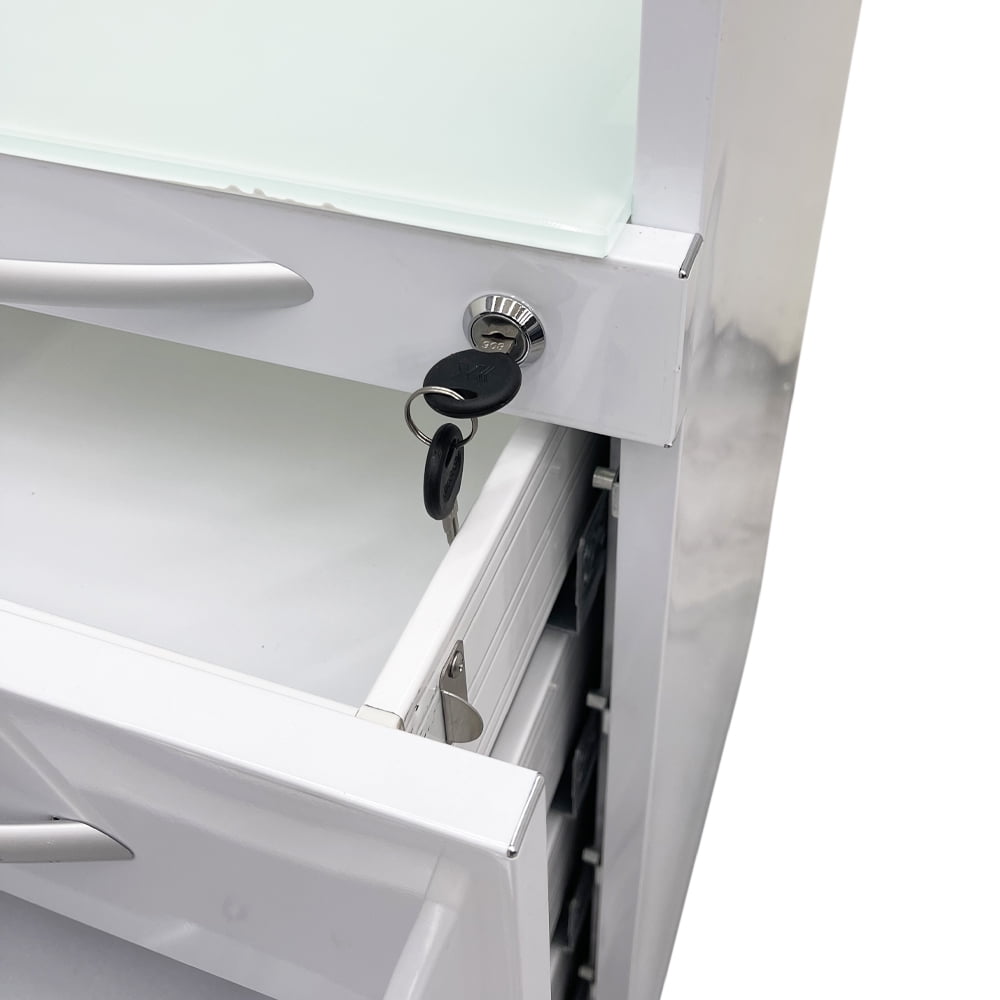 5 Drawers Dental Assistant's Mobile Cabinet Utility File Storage Moving Side Cabinet Stainless Steel with 2 Divider Brackets