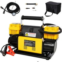 12V Dual Cylinder Heavy Duty Air Compressor Tire Inflator With Pressure Gauge Max 150 PSI Portable Car Pump