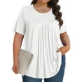 thumbnail image 3 of KOITHOT Womens Plus Size Tops Tunic Short Sleeve Crew Neck Shirts Casual Soft Blouse 1X-5X, 3 of 6