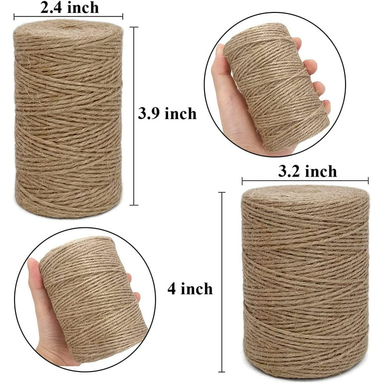 500FT Jute Twine String 2mm 3ply Natural Thin Twine for Craft Gardening  Gift Wrapping Packing Material Wedding Christmas Decoration Bulk, Brown 