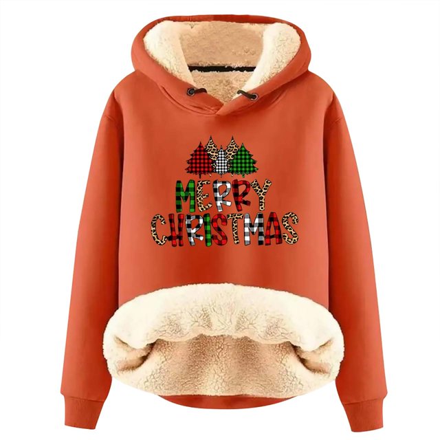Birdeem Women's Winter Warm Plush Solid Pocket Long Sleeve Tops Hooded Sweatshirt