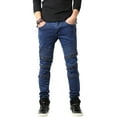 thumbnail image 2 of Ma Croix Mens Biker Jeans Distressed Ripped Zipper Straight Slim Fit Stretch Denim Pants, 2 of 6