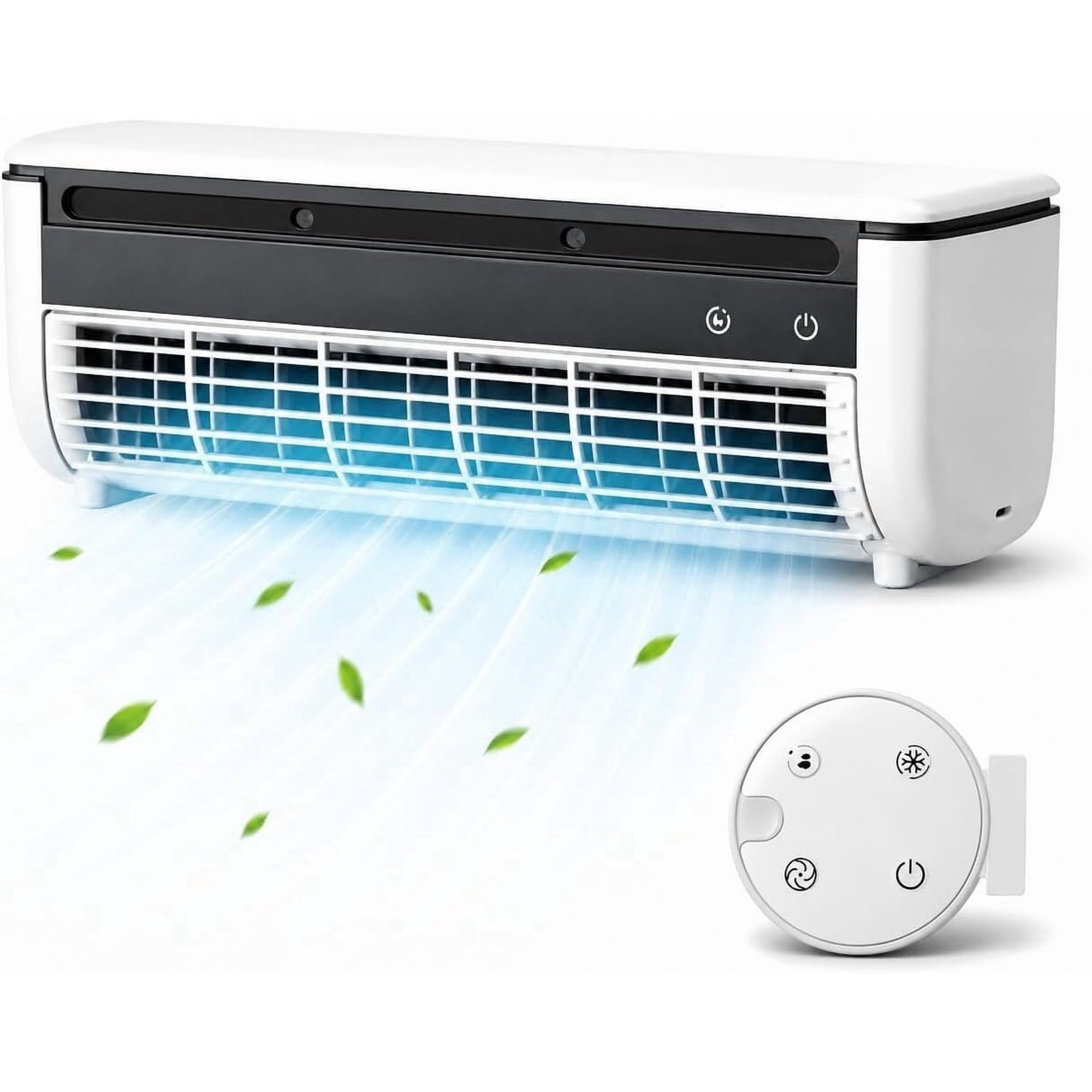 Small Mini Split Air-Conditioner, Ductless AC Unit,Wall Mounted No Window AC with Remote Control,3 Speed Portable Compact Cooling System for Kitchen Bedroom Small Space Home Office (Black)