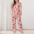 thumbnail image 2 of Balery Strawberry Conjunto de Pijama con Estampado para Mujer, Conjunto de Dos Piezas con Manga Larga, Ropa de Dormir Suave con Bolsillos, Pijamas Cómodos-Medium, 2 of 7