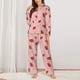 thumbnail image 2 of Balery Strawberry Conjunto de Pijama con Estampado para Mujer, Conjunto de Dos Piezas con Manga Larga, Ropa de Dormir Suave con Bolsillos, Pijamas Cómodos-Large, 2 of 7