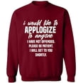 thumbnail image 2 of OXI Crewneck Sweatshirt - To Anyone I Have Not Offended,Basic Casual Sweatshirts for Men's and Women Fleece Sweatshirt Long Sleeve- Cardinal Red 2X-Large, 2 of 2