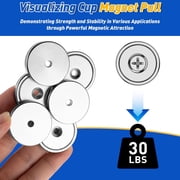 Grtard 4 Pack Neodymium Cup Magnets, 30LBS Holding Force Strong Rare Earth Magnets with Heavy Duty Countersunk Hole and Stainless Screws for Refrigerator,Office and Garage
