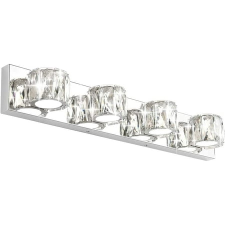 

4 Lights Crystal Vanity Lights Over Mirror Modern Vanity Lights for Bathroom LED Light Fixtures White Light