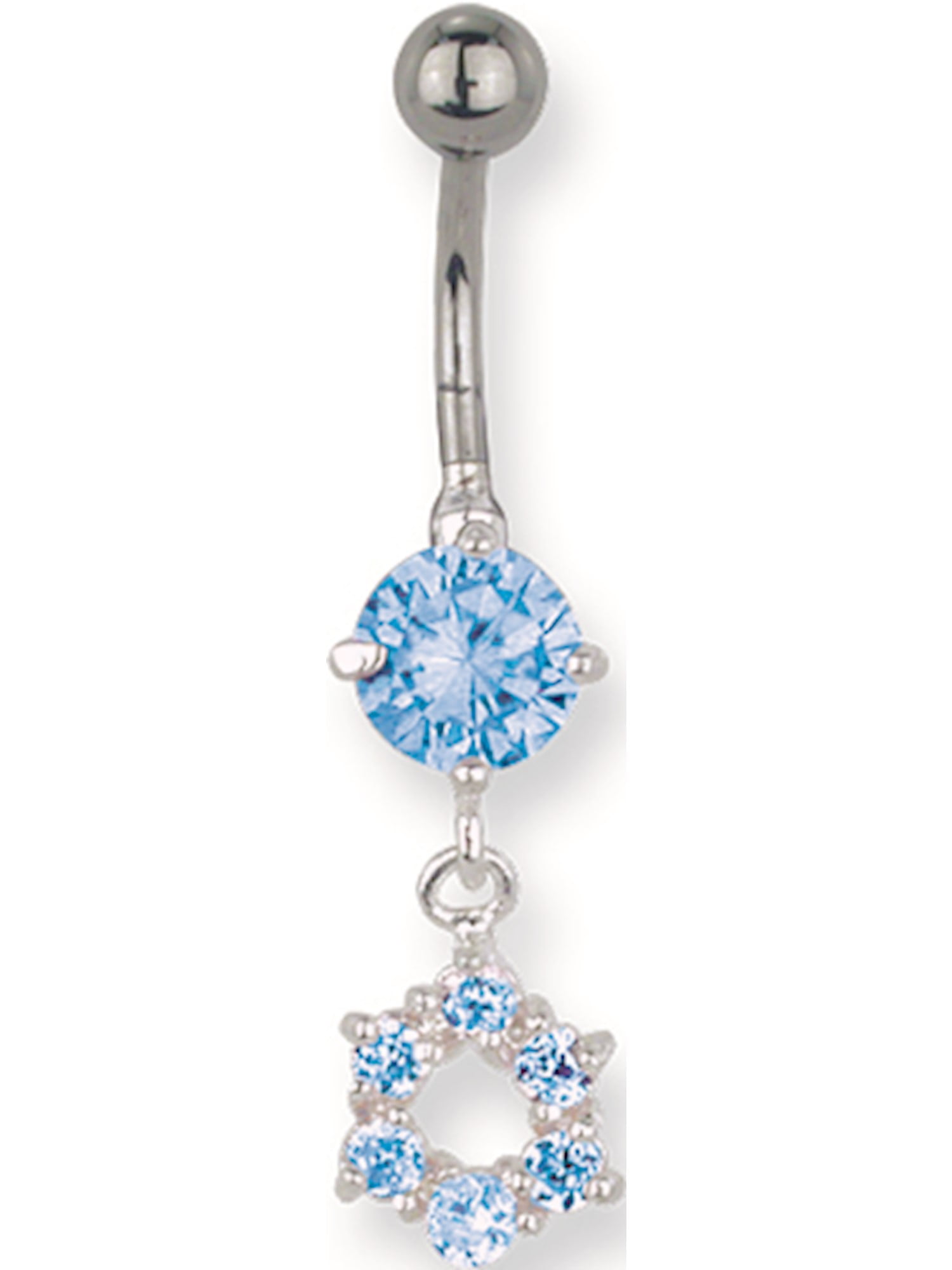13//32 Long 45 De 1.6mm Jewelry by Sweet Pea SGSS Curv BB w Mini Fancy Gem Charm 14G 11mm