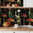 thumbnail image 5 of Peel and Stick Wallpaper Contact Paper Boho Mushroom Forest Black Brown Green Mushrooms Red White Dots Tall Self Adhesive and Removable 24in x 118in, 5 of 8