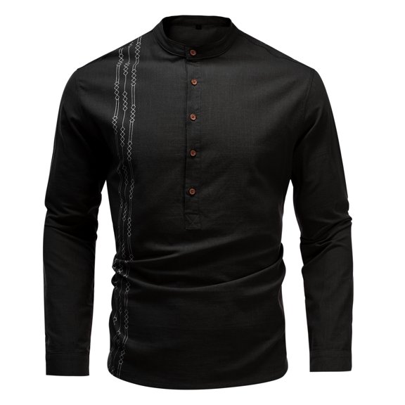 AZoiNM Men's 3/4 Sleeve Henley Shirt Smart Casual Slim Fit Button Collar Moisture-Wicking Urban Fashion Top for Spring and Fall