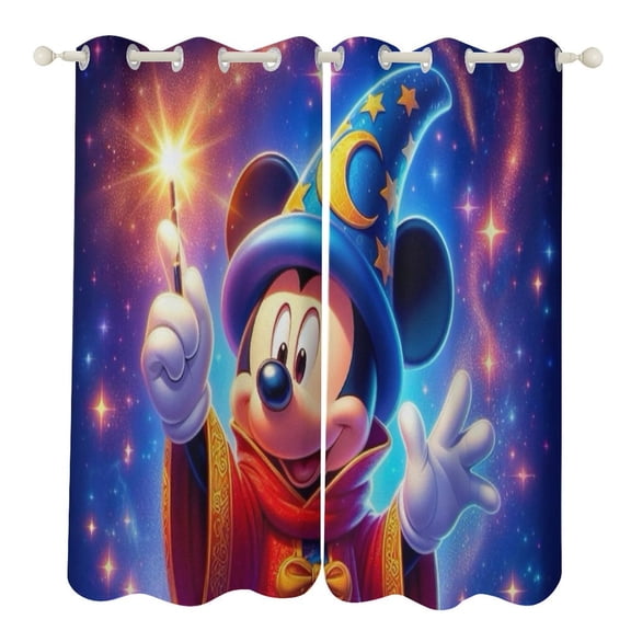 Cartoon Mouse Print Perforated Curtains Living Room Bedroom Blackout Noise Reduction Curtains 2 Panels for Bedroom Dining Living Room 52"x72"