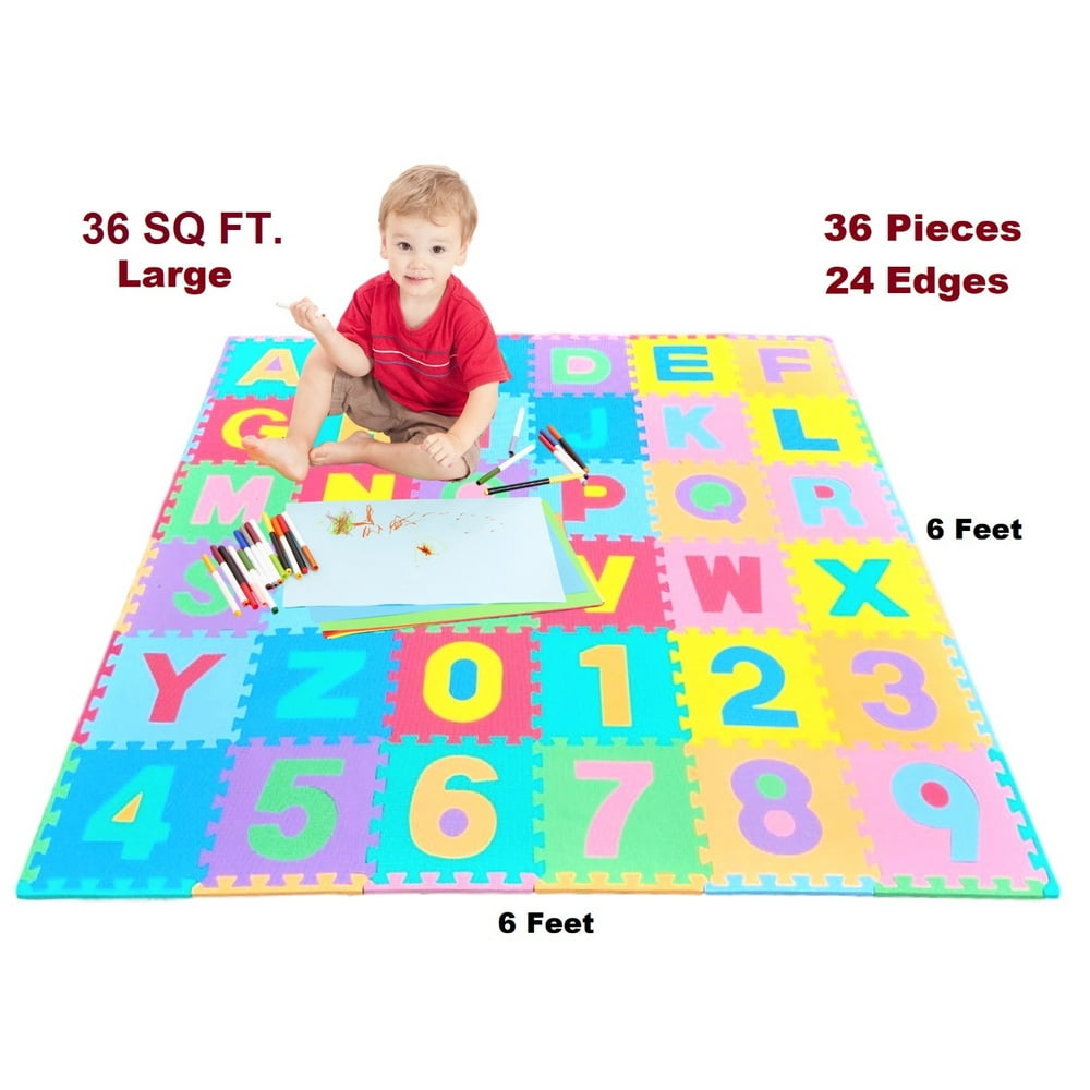 ProGymnastics Kids Puzzle Mat Alphabet And Numbers 36 Tiles Play Mat 