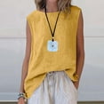 thumbnail image 2 of Womens Linen Tank Tops Classic Crew Neck Sleeveless Tank Top for Casual Wear Size 2XL, 2 of 6