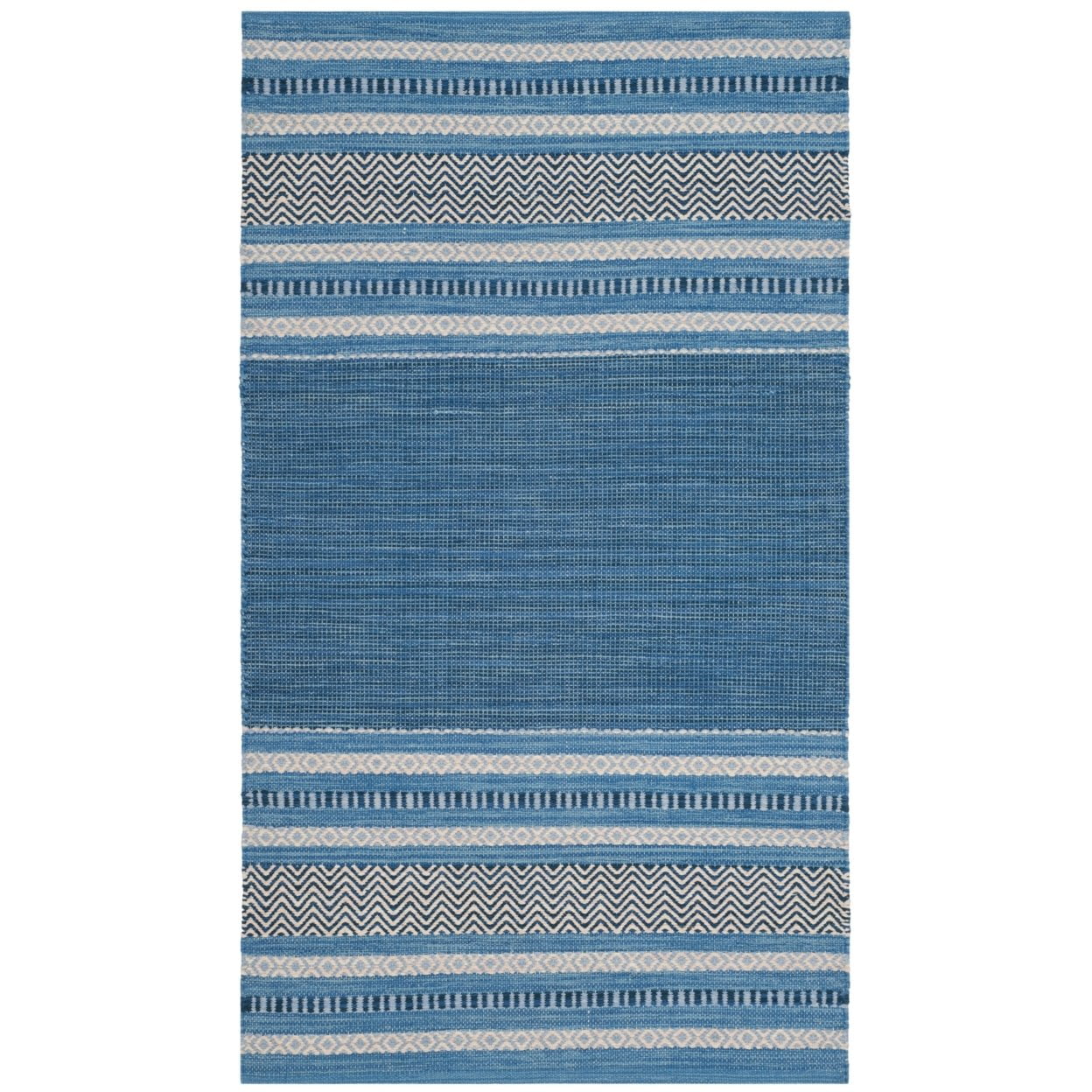 SAFAVIEH Montauk Jobeth Striped Cotton Area Rug, Blue/Grey, 9' x 12'