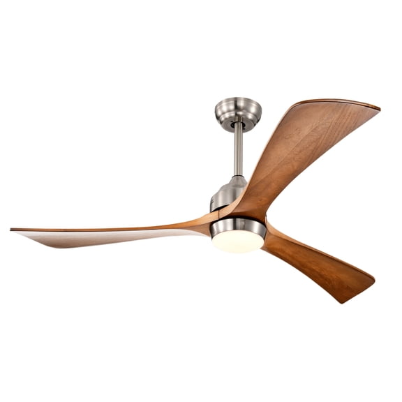 52" Solid Wood Blades Ceiling Fan with Lights Remote Control,Quiet DC Motor 3 Blade Ceiling Fans 6 Speed Levels,Reversible Ceiling Fan, for Patio Living Room, Bedroom, Office,Indoor.(Stain nickel )