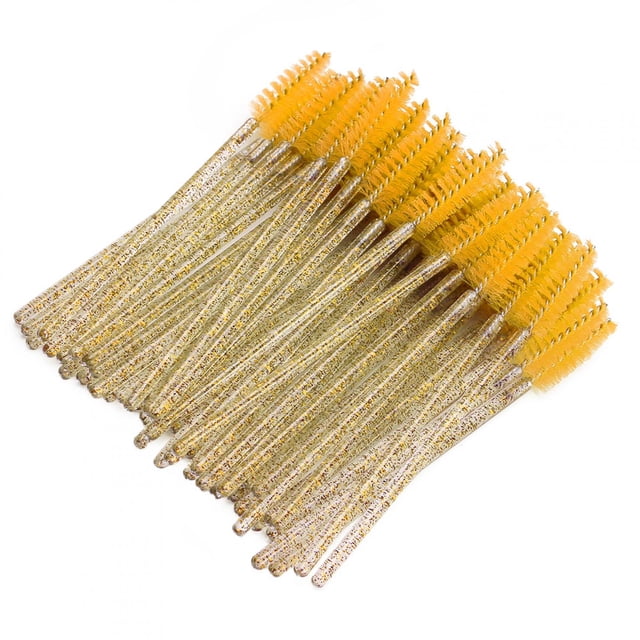 Disposable Non- Disposable Eyebrow Brush, Disposable Eyelash Brush, For Makeup Practice Salon Home Yellow